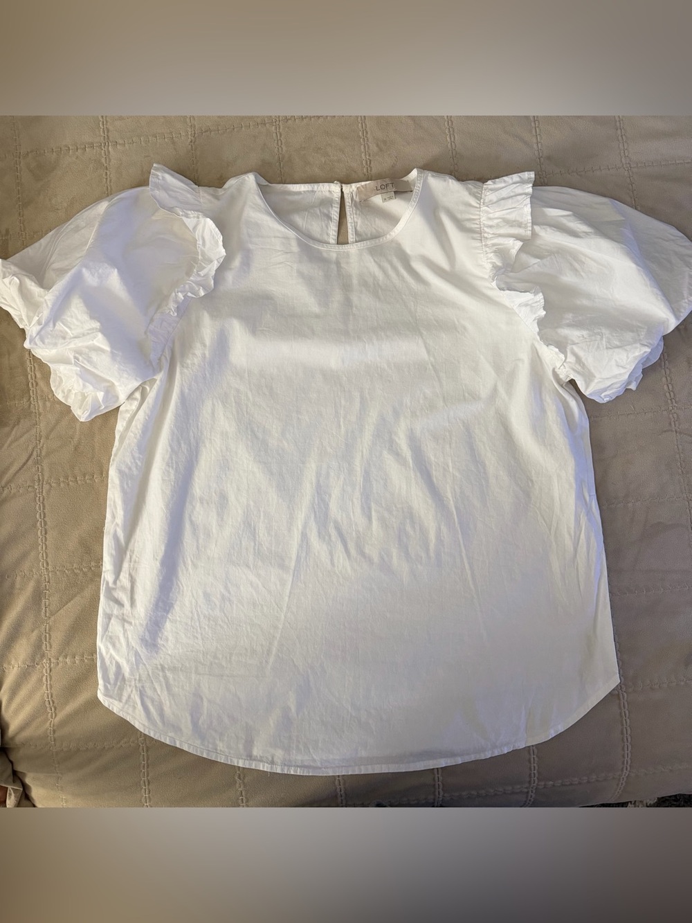 LOFT White Ruffle Sleeve Girls Top